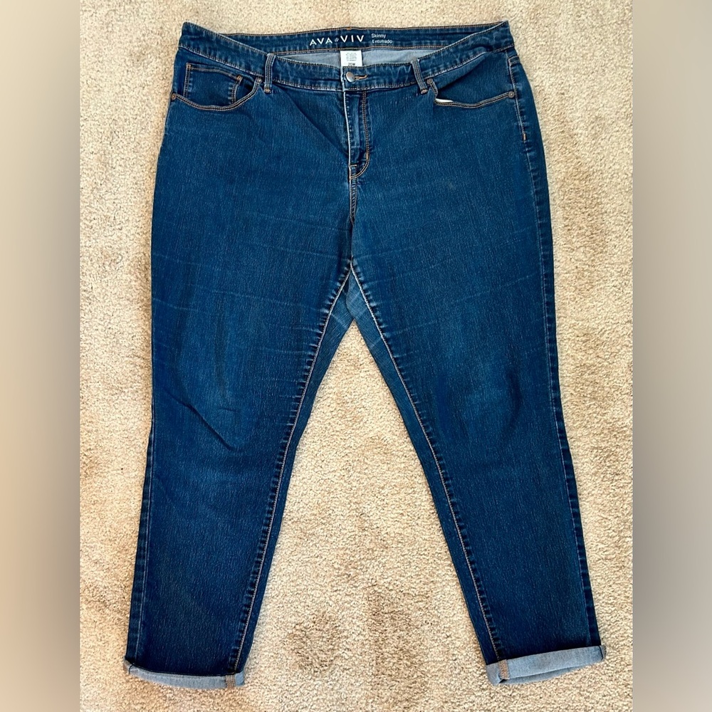 Ava & Viv Skinny Women's size 20W Dark Wash Blue Denim Jeans
